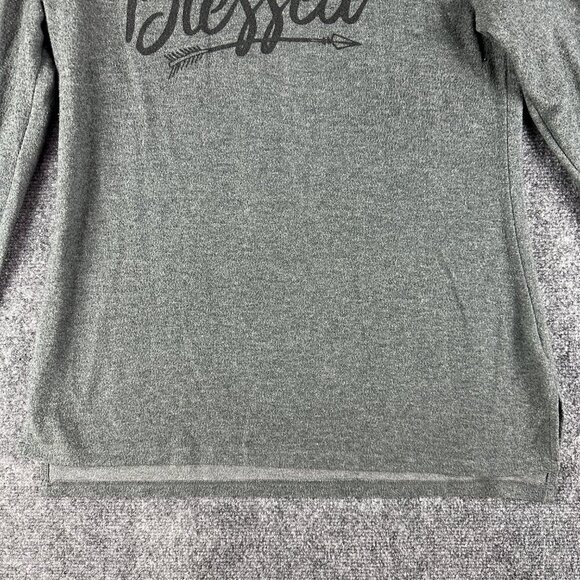 TBH To Be Honest Sweatshirt Womens Medium Gray Stretch Blessed Pullover - Picture 2 of 7